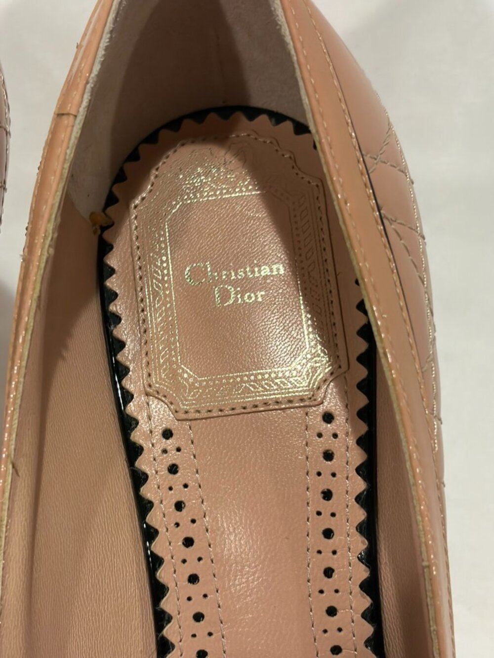 Christian Dior Patent Leather Quilted Heels Cannage Peep Toe 37.5 like New pumps - Picture 7 of 13